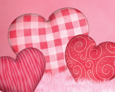 graphic hearts in pink plaid pink swirl and pink zebra print