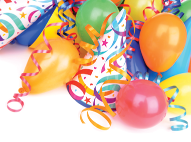 party balloons and ribbon