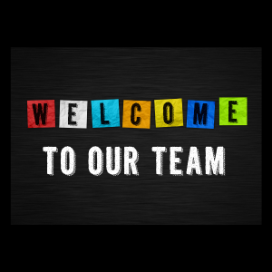 welcome to our team image from canva